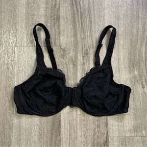 Bali Bra Women Size 40C Black Floral Lace Mesh Unpadded Underwire Lingerie Bra